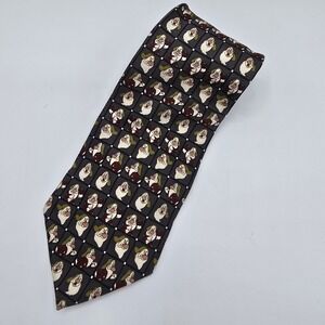 Disney World Seven Dwarfs Silk Tie Mens Dark Gray Cartoon Character Necktie